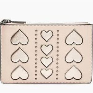 New Rebecca Minkoff St. Tropez Heart Pink Leather Wristlet